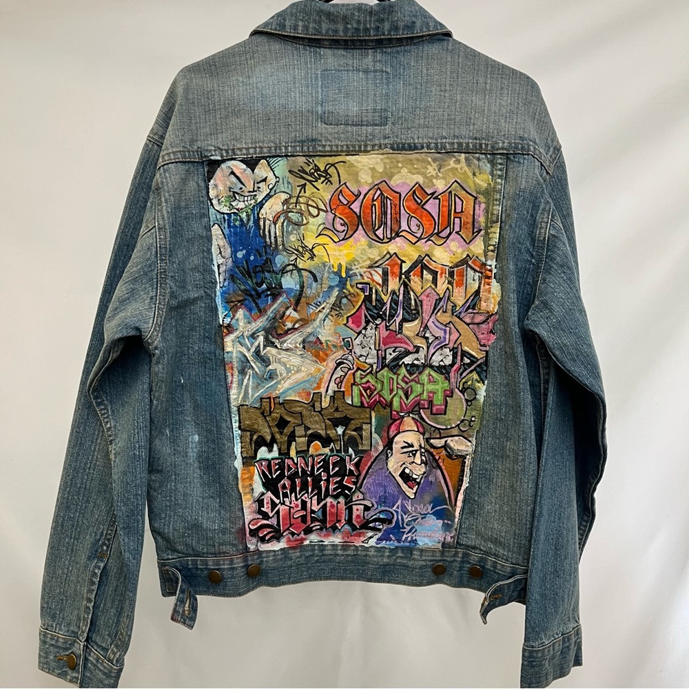 Vintage size medium - NYC graff artist painted Jean jacket street art - graffiti - Picture 2 of 9